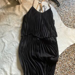 Black BCBG maxi dress with leather straps